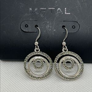 Silver Crystal Hoop Earrings